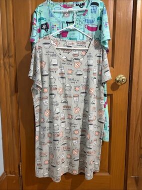 Enjoynight  Nightgowns with Pink and Black Coffee Motifs